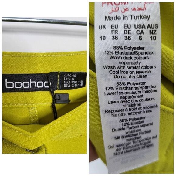 Boohoo Premium Straight Leg Tailored Trousers in Lime Size 6 - Picture 10 of 10